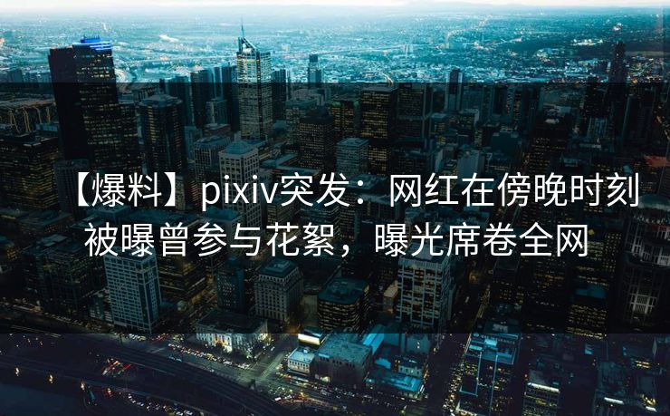 【爆料】pixiv突发：网红在傍晚时刻被曝曾参与花絮，曝光席卷全网