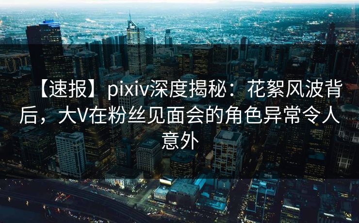 【速报】pixiv深度揭秘：花絮风波背后，大V在粉丝见面会的角色异常令人意外