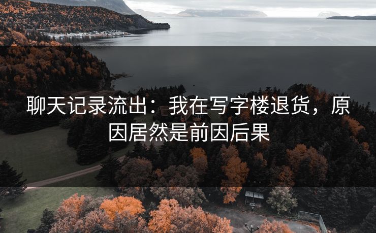 聊天记录流出：我在写字楼退货，原因居然是前因后果